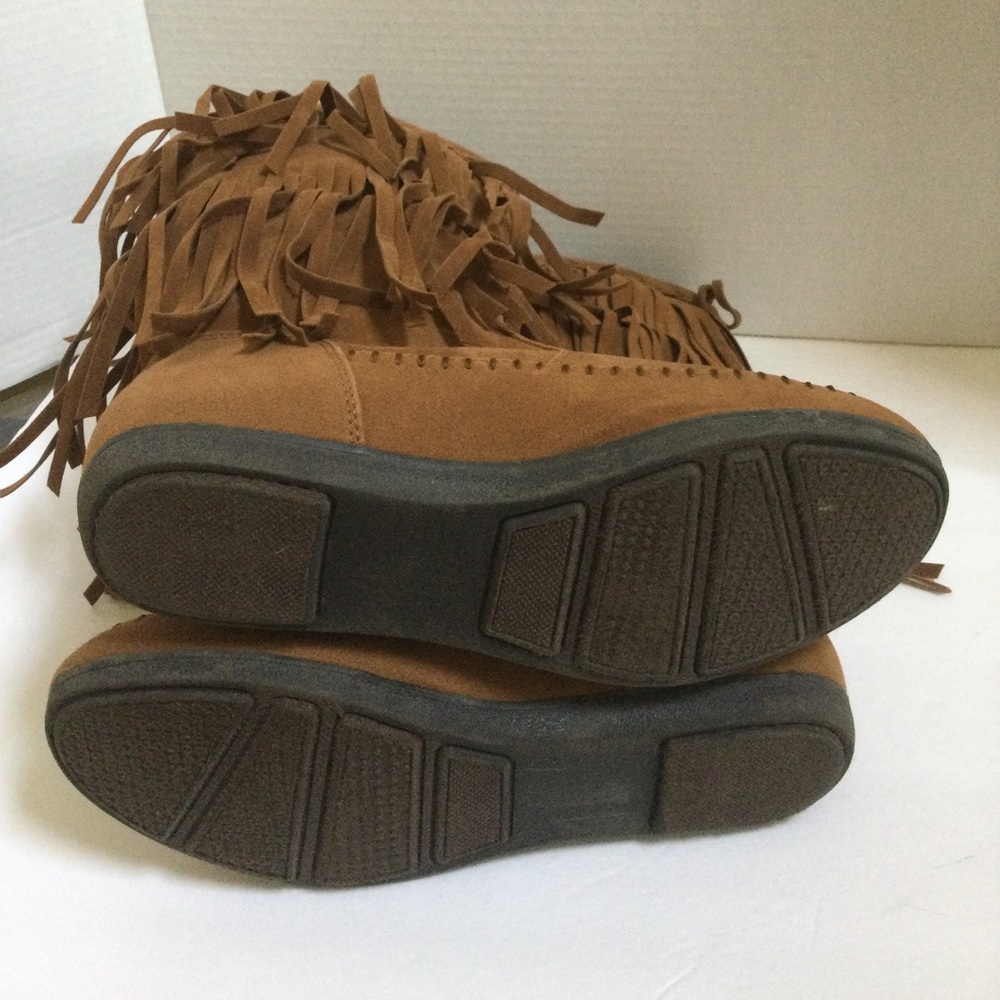 Rampage Womens 8M Brown sueded fringe boho boots - Picture 5 of 5